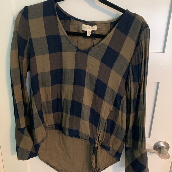 Cloth and stone green plaid blouse - Picture 2 of 2